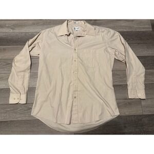 Lucasini Button Down Shirt Mens 16.5 Cream Long Sleeve Cotton Blend Pocket